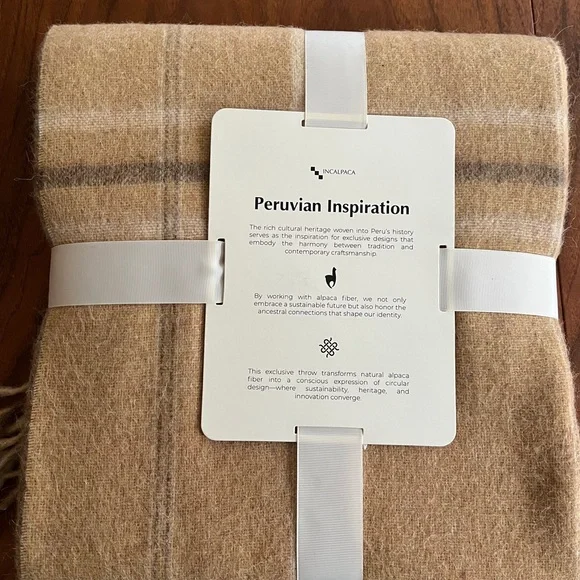 Alpaca Throw Blanket - Soft Tan - Picture 2 of 3